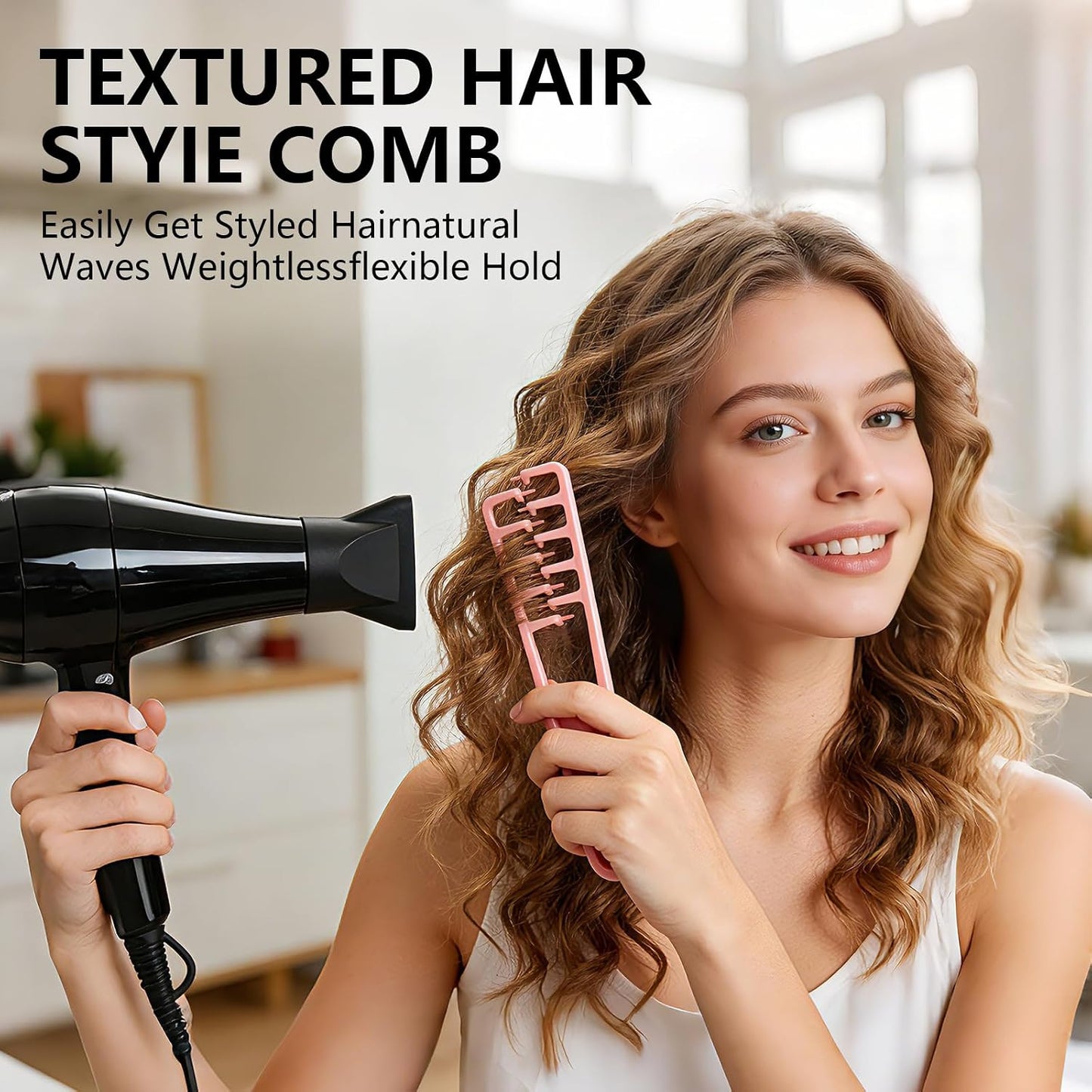 2Pcs Texture Comb,Volume Hair Comb Wide Tooth Comb for Curls,Styling Comb,Combs for Men Barber Wide Fine-Toothed Dual-Purpose Set