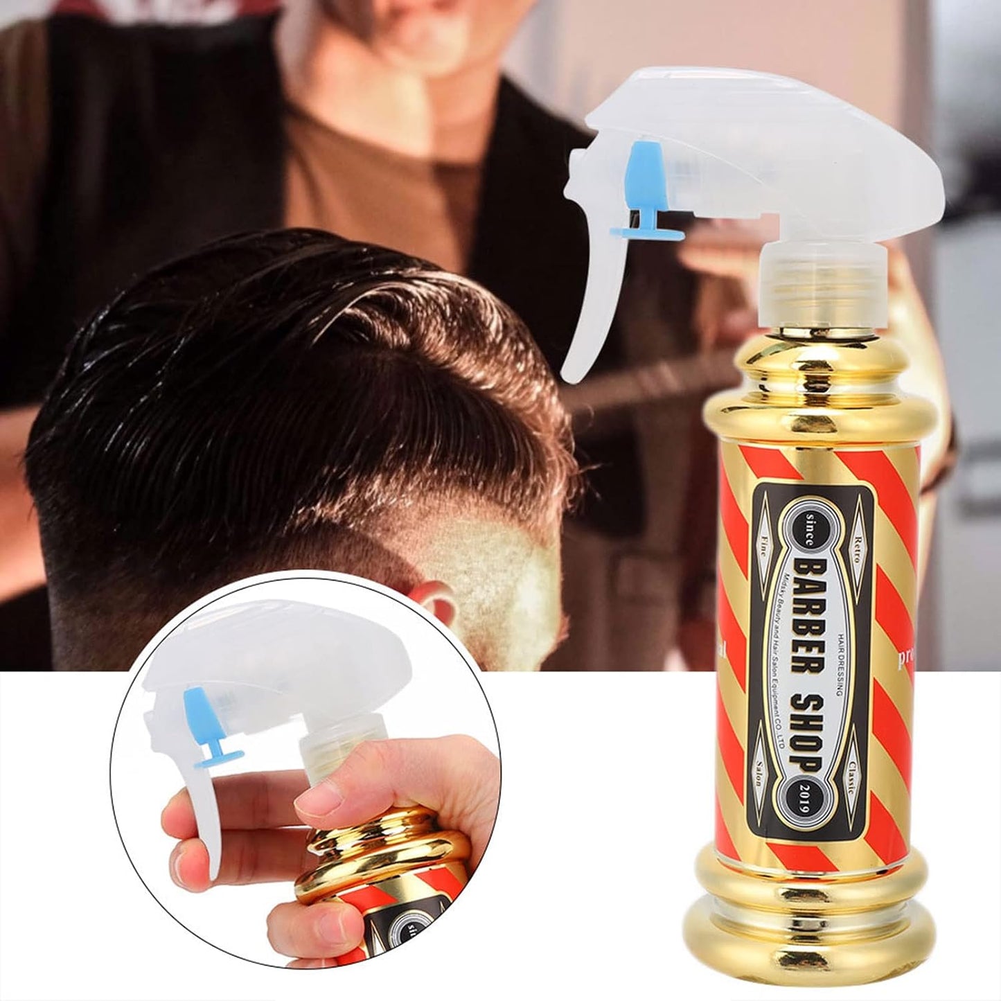 Barber Water Spray Bottle, Hairdressing Spray Bottle Salon Barber Shop Hair Styling Water Spray Kettle 150Ml(Gold)