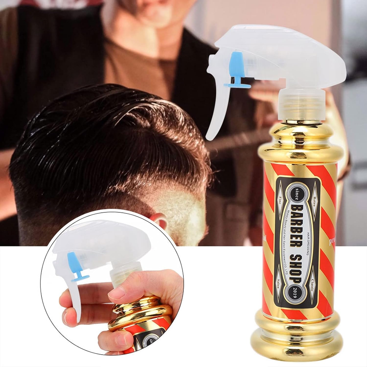 Barber Water Spray Bottle, Hairdressing Spray Bottle Salon Barber Shop Hair Styling Water Spray Kettle 150Ml(Gold)