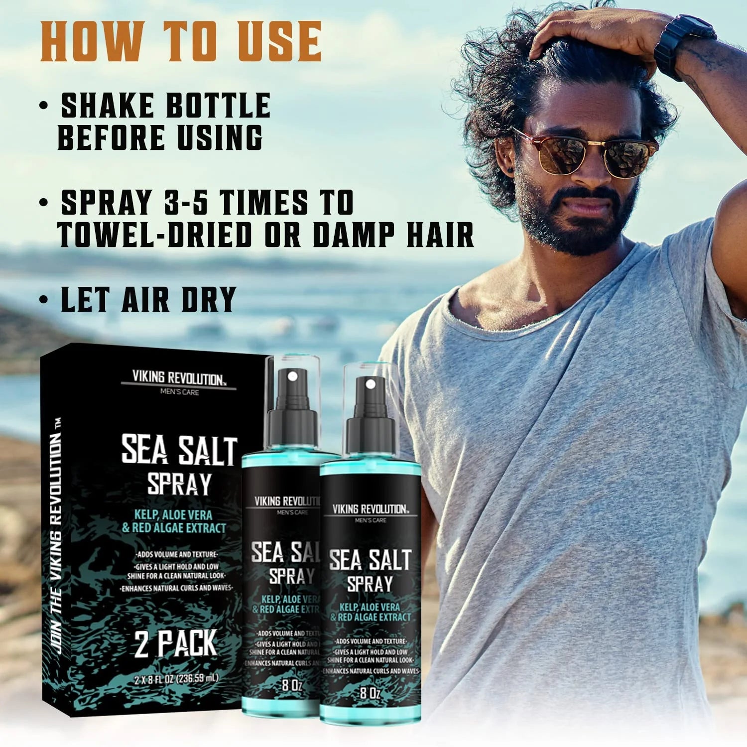 - Sea Salt Spray for Hair Men - Surf Men Hair Spray to Add Volume & Texture - 2 Packs, 8 Oz