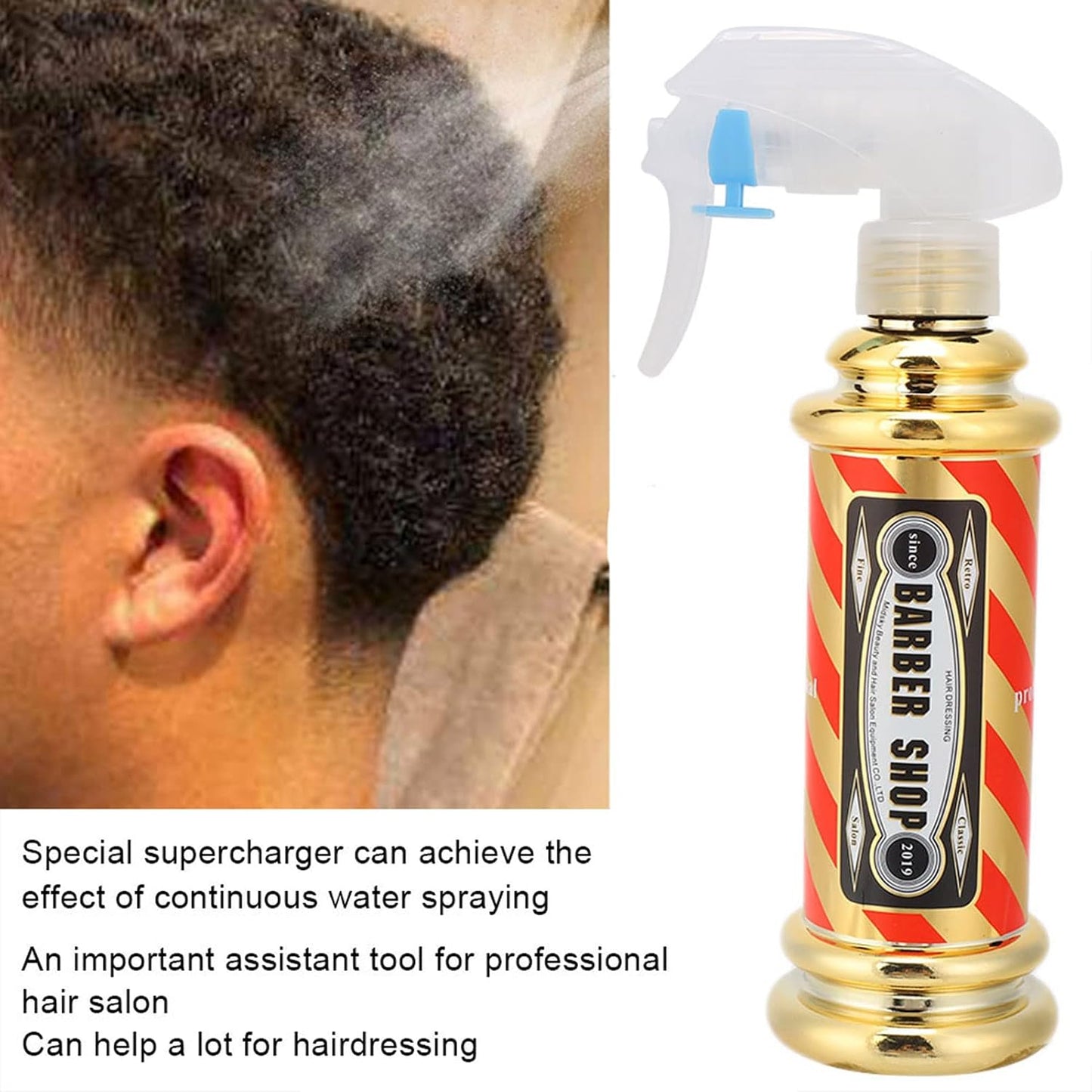 Barber Water Spray Bottle, Hairdressing Spray Bottle Salon Barber Shop Hair Styling Water Spray Kettle 150Ml(Gold)
