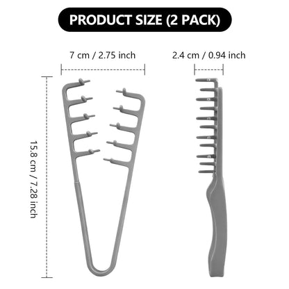 2Pcs Texture Comb,Volume Hair Comb Wide Tooth Comb for Curls,Styling Comb,Combs for Men Barber Wide Fine-Toothed Dual-Purpose Set