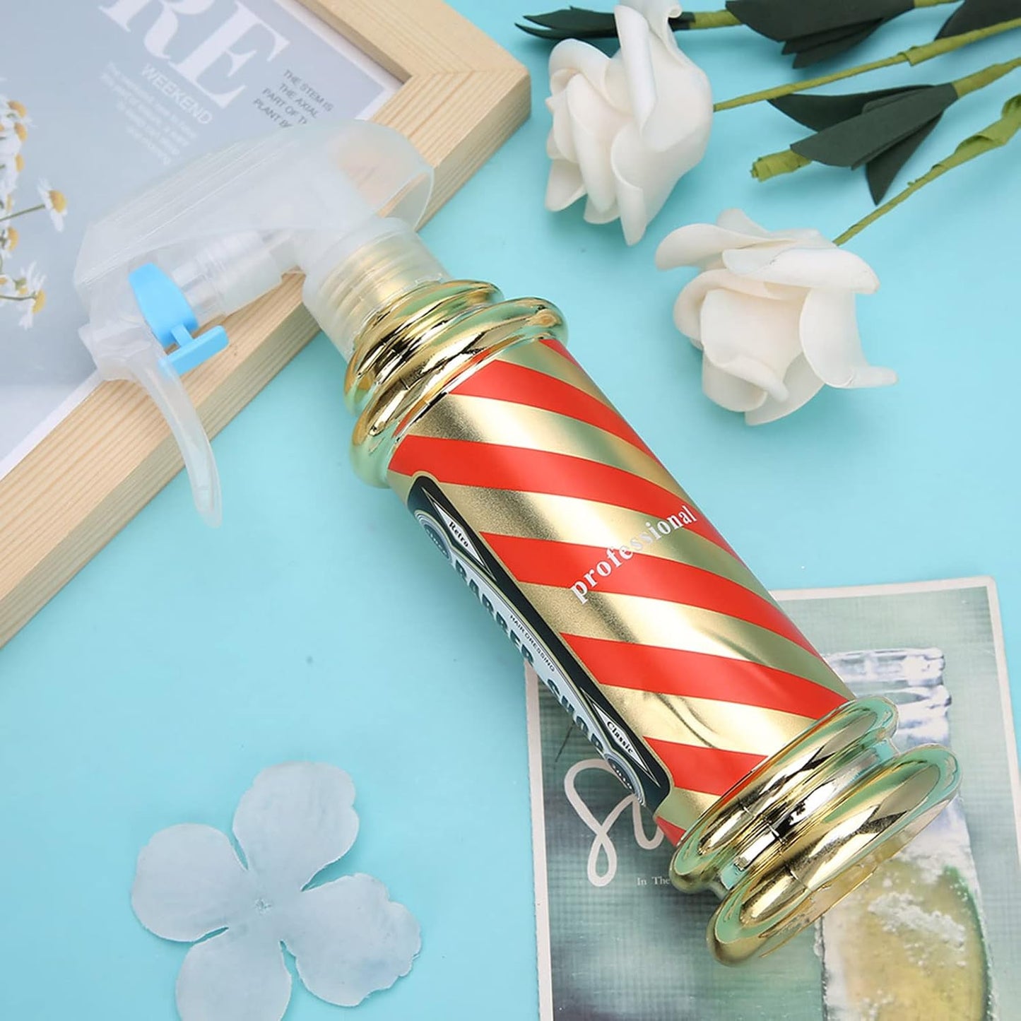Barber Water Spray Bottle, Hairdressing Spray Bottle Salon Barber Shop Hair Styling Water Spray Kettle 150Ml(Gold)