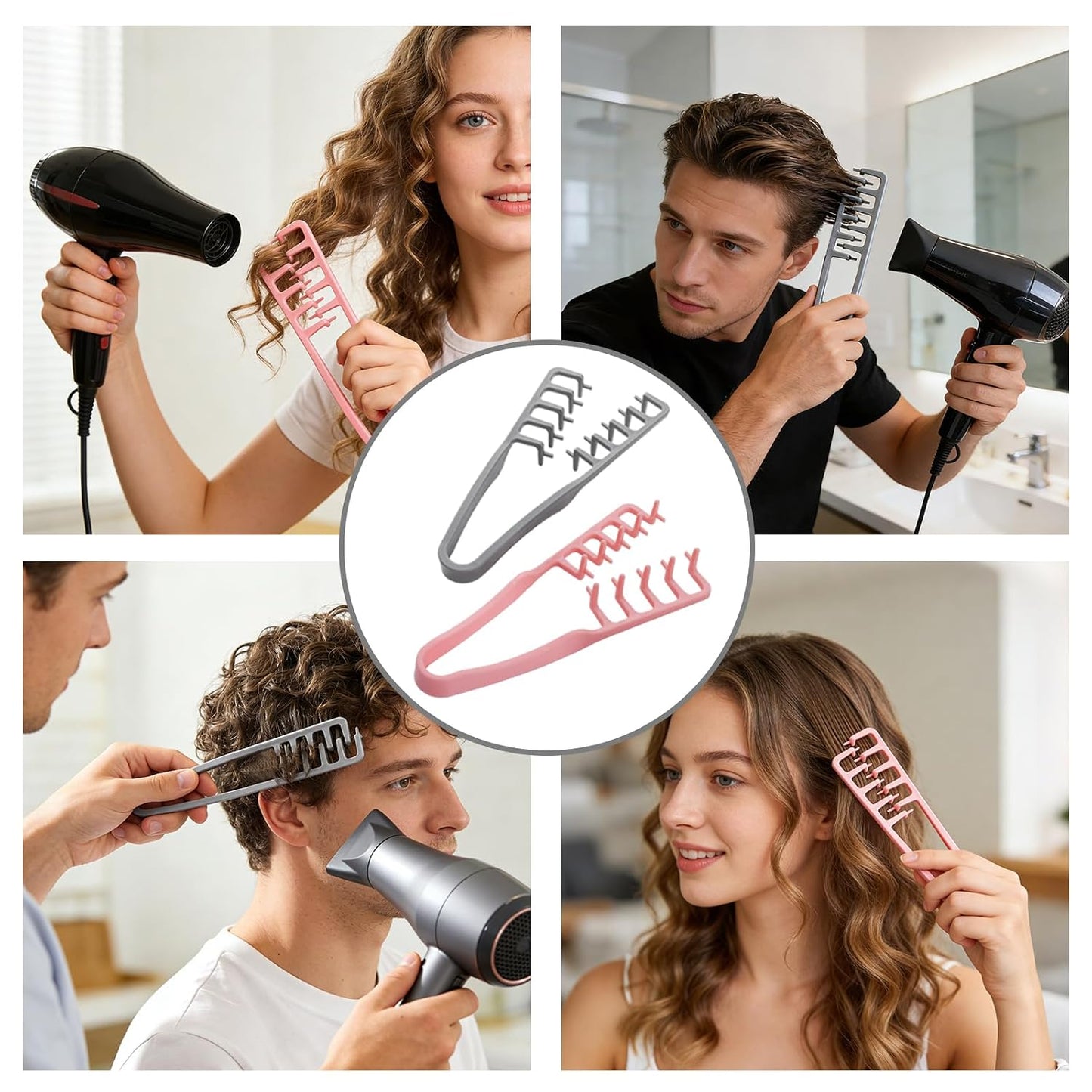 2Pcs Texture Comb,Volume Hair Comb Wide Tooth Comb for Curls,Styling Comb,Combs for Men Barber Wide Fine-Toothed Dual-Purpose Set