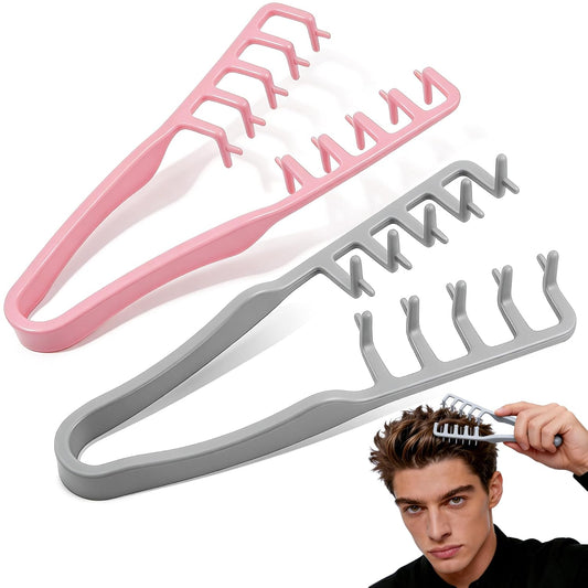 2Pcs Texture Comb,Volume Hair Comb Wide Tooth Comb for Curls,Styling Comb,Combs for Men Barber Wide Fine-Toothed Dual-Purpose Set