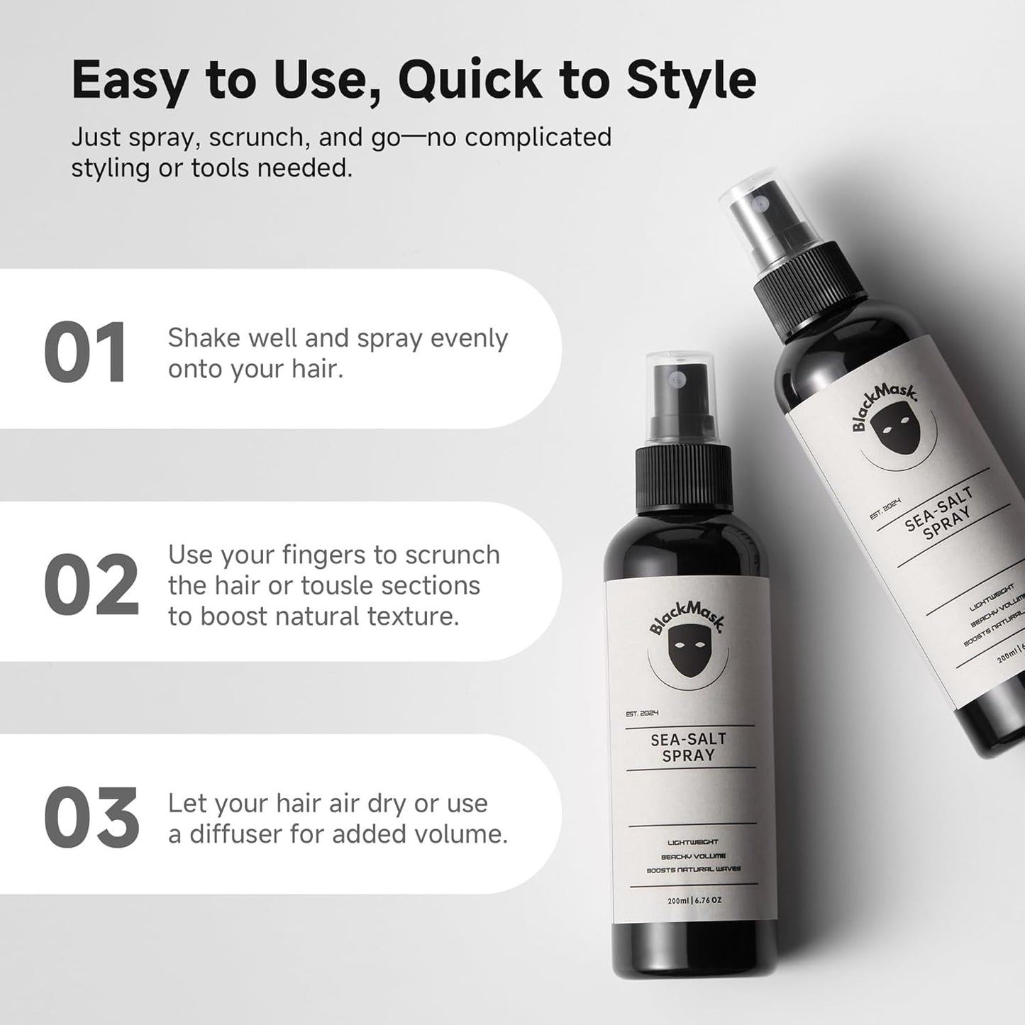 Sea Salt Spray for Men – Beach Wave Hair Texture Spray with Natural Matte Finish – Sea Salt Spray for Hair Styling Adds Definition, Volume & Texture