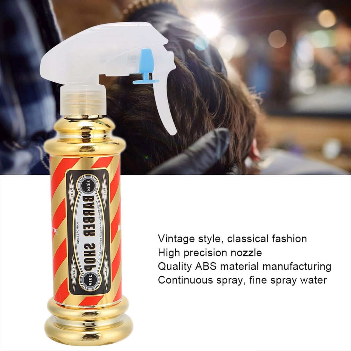 Barber Water Spray Bottle, Hairdressing Spray Bottle Salon Barber Shop Hair Styling Water Spray Kettle 150Ml(Gold)