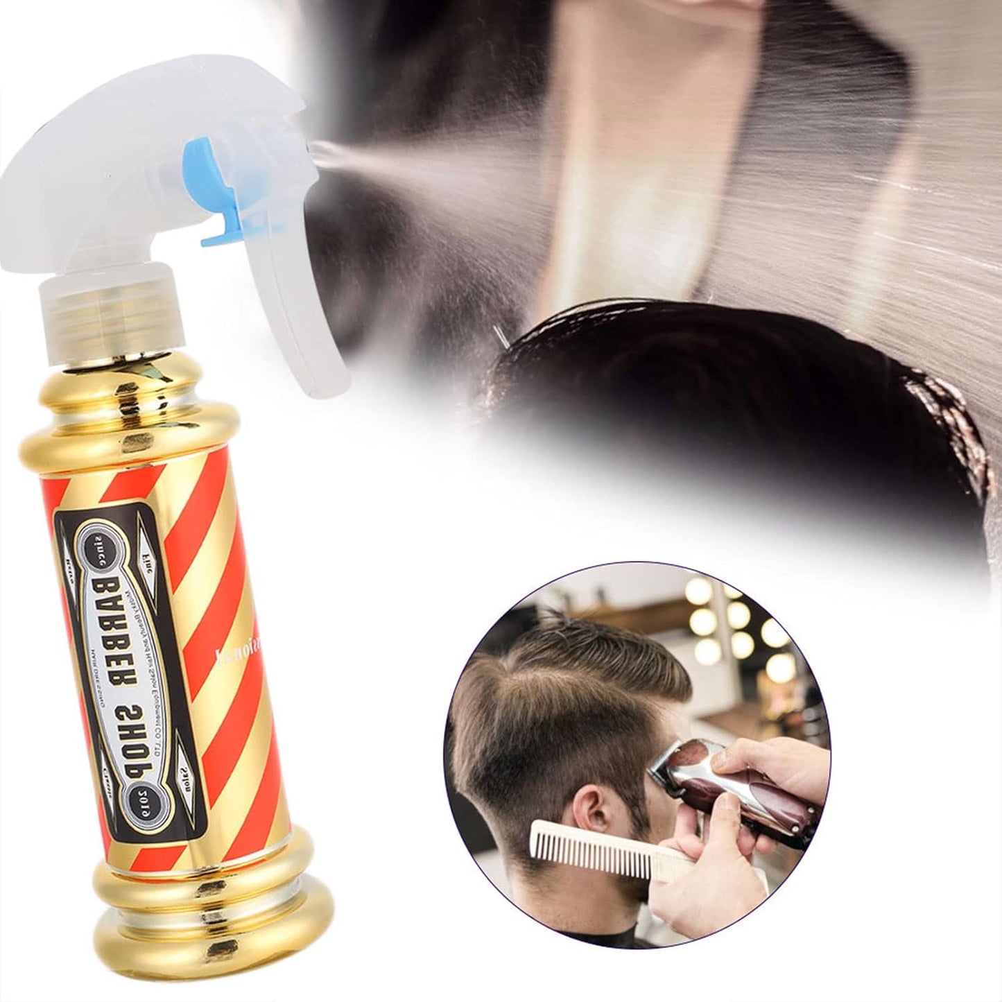 Barber Water Spray Bottle, Hairdressing Spray Bottle Salon Barber Shop Hair Styling Water Spray Kettle 150Ml(Gold)