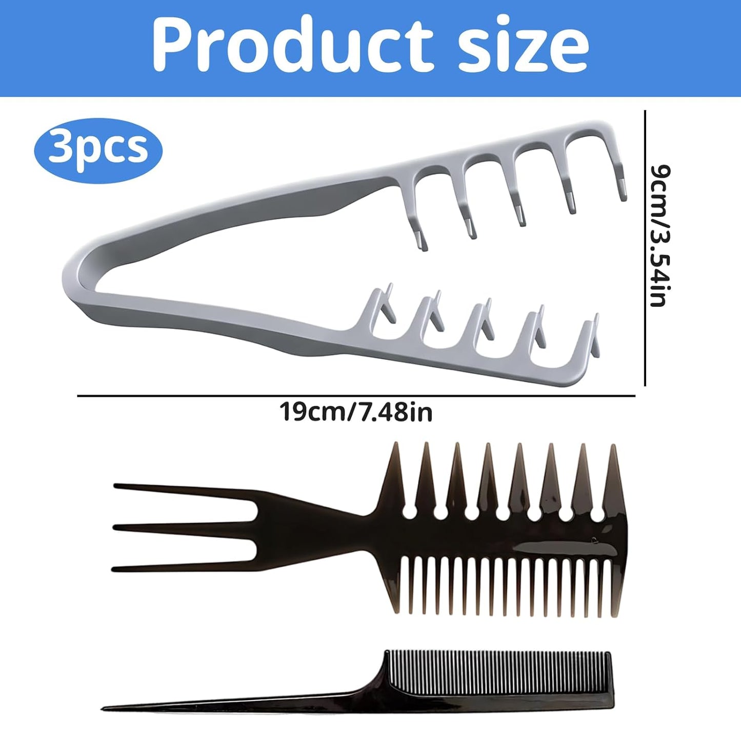 3PCS Texture Comb Set, Textured Styling Comb, Texture Comb Men Suitable for Fluffy Hairstyles, Travel-Friendly Styling Tools